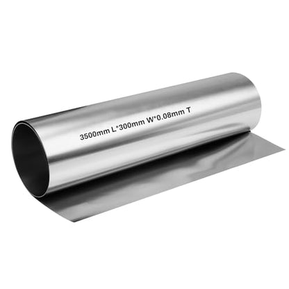 304 Stainless Steel Foil Roll, 0.08mm x 300mm x 3.5M Stainless Steel Sheet, Metal Foil for Crafts, Electronic Equipment, Industry Machinery, Hardware - size: 0.08mm x 300mm x 3.5M