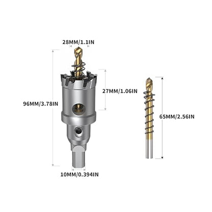 HUHAO TCT Hole Saw Kit 1-3/32"(28mm),Heavy Duty Tungsten Carbide Tipped Hole Drill Bit with Titanium-Plated Pilot Drill bit,Tipped Hole Cutters for Hard Metal,Alloy,Stainless Steel,Plastic,Iron - size: 1-3/32"(28mm)