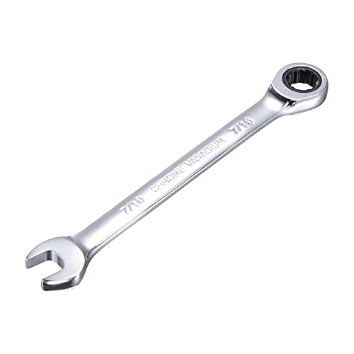 uxcell 7/16 Inch Ratcheting Combination Wrench SAE 72 Teeth 12 Point Ratchet Box Ended Spanner Tools, Cr-V - size: 7/16"