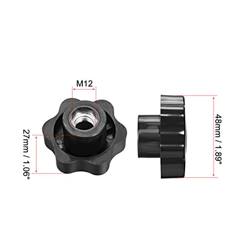 uxcell Clamping Handle Screw Knobs Handle M12 Threaded Through Hole Star-Shape 4pcs