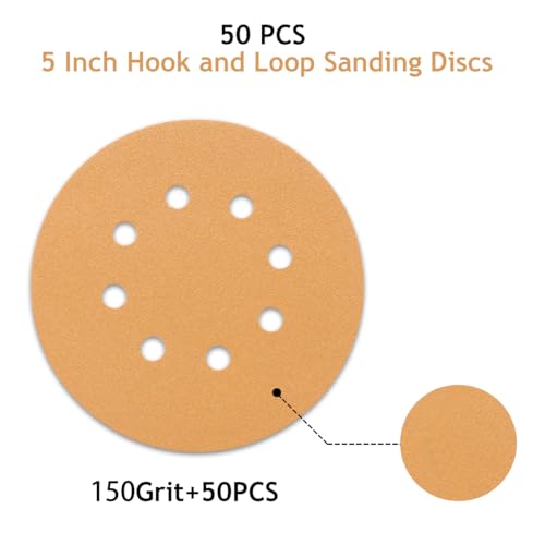 50 PCS 150 Grit 5 Inch 8 Hole Sanding Discs - style: 150 Grit,50-Pack