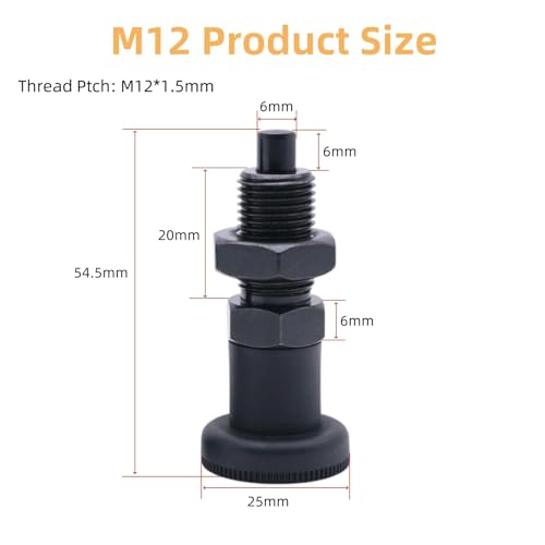 Push Fit Ball Nose Spring Plunger, Carbon Steel Retractable Spring Plunger Return Knob Plunger Spring Loaded Plunger Spring Plunger Pin Non Lock Out Indexing Plunger Pull Knob Spring Pin (M12) - size: M12