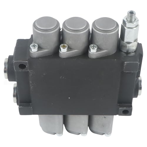 1 Piece Hydraulic Directional Control Valve 3 Spool 11 GPM G Port Adjustable Pressure Relief Lever Handle One-Piece Double Acting Parallel Center 3600 PSI