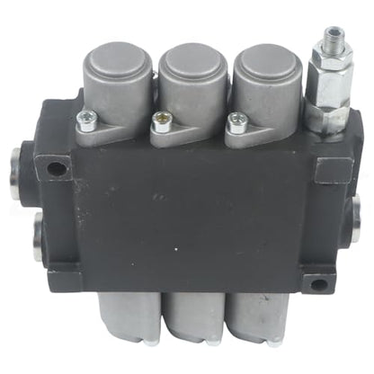 1 Piece Hydraulic Directional Control Valve 3 Spool 11 GPM G Port Adjustable Pressure Relief Lever Handle One-Piece Double Acting Parallel Center 3600 PSI