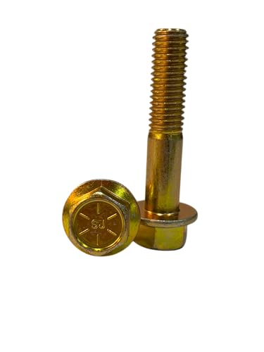 (25 Pieces) 1/2-13x2 1/2" Grade 8 Hex Flange Bolts Screws UNC Coarse Partial Threads Zinc Yellow Trivalent