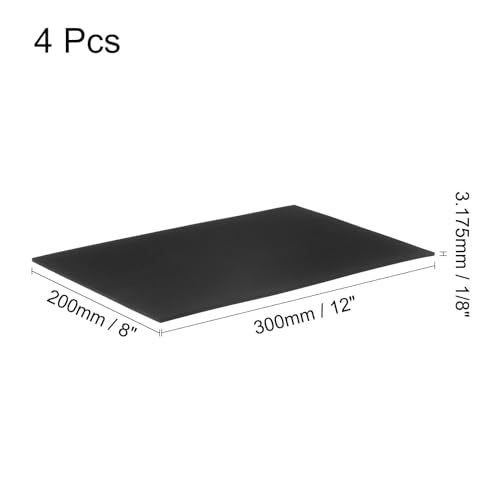 uxcell 4pcs Rubber Padding Sheets 1/8" Thick x 8" Long x 12" Wide Neoprene Foam Sheet Non-Slip Anti Vibration Pads, Anti-Skid Noise - size: 1/8" Thick, 8" Length