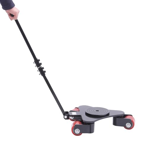 Heavy Duty Machinery Mover Dolly with Handle, 4409 lbs Capacity, 3 Swivel Rollers,Multi-Direction 360° Rotation, Rotating Machine Dolly for Warehouse and Workshop (Black) - color: Black
