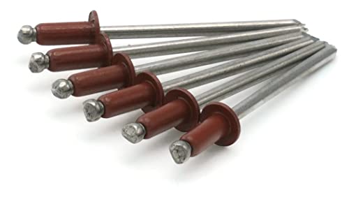 Colored Pop Rivets 1/8 Diameter #4 304 Stainless Steel Painted Blind Rivets 4-3, 1/8" x 3/16" Grip (100, Red) - color: Red
