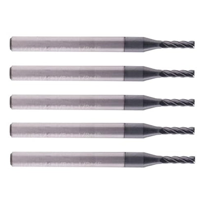4 Flute Solid Carbide Square End Mill Set(5Pcs, 1/16"), AlTiN Coated - size: 1/16"