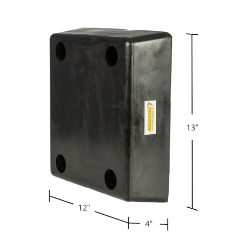 Molded Rubber Bumper, 12" x 13" x 4", 1/2" Mounting Holes, Guardian