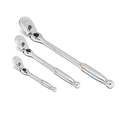 GEARWRENCH 3 Pc. 1/4", 3/8" & 1/2" Drive 90 Tooth Locking Flex Head Teardrop Ratchet Set - 81276T - style: 90 Tooth Locking Flex Head