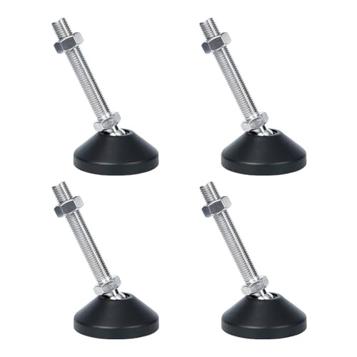 BORDSTRACT 4Pcs M14 Leveling Feet, Adjustable Threaded Levelers, Anti Skid Swivel Furniture Levelers, Heavy Duty Machine Leveling Feet for Workbench, Mechanical Equipment (D60*M14*150) - size: D60*M14*150