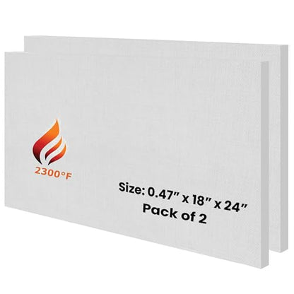 2 Pack Ceramic Fiber Board - 0.47" Thick x 18" x 24" - Fireproof Board - size: 0.47" x 18" x 24" / 2 PCS