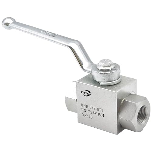 TieMin High Pressure Hydraulic Ball Valve 3/8 Inch 7250 PSI(500 bar) High Pressure, Shut-Off 2 Way Hydraulic Ball Valve KHB 3/8" NPT - color: 3/8" NPT, size: 2-Way