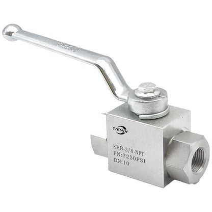 TieMin High Pressure Hydraulic Ball Valve 3/8 Inch 7250 PSI(500 bar) High Pressure, Shut-Off 2 Way Hydraulic Ball Valve KHB 3/8" NPT - color: 3/8" NPT, size: 2-Way