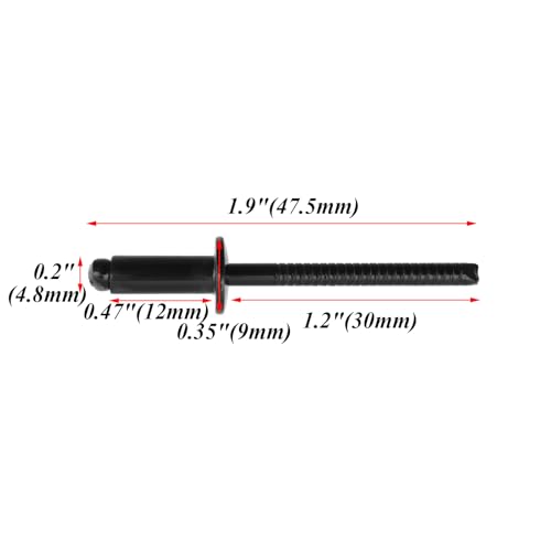 Antrader 100Pcs Blind Rivets,3/16"x1/2" Stainless Steel Pop Rivet,All Black - color: All Black, size: 3/16" x 1/2"