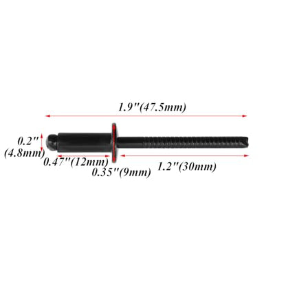 Antrader 100Pcs Blind Rivets,3/16"x1/2" Stainless Steel Pop Rivet,All Black - color: All Black, size: 3/16" x 1/2"
