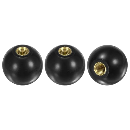 M METERXITY 3-Pack Threaded Ball Knobs, M8 Female Thread 30mm Dia. Thermoset Ball Knob for Lathe/Machine/Lawn Mowers, Round Phenolic Brass Insert Lever Handle [Black] - color: Black, size: M8x30mm