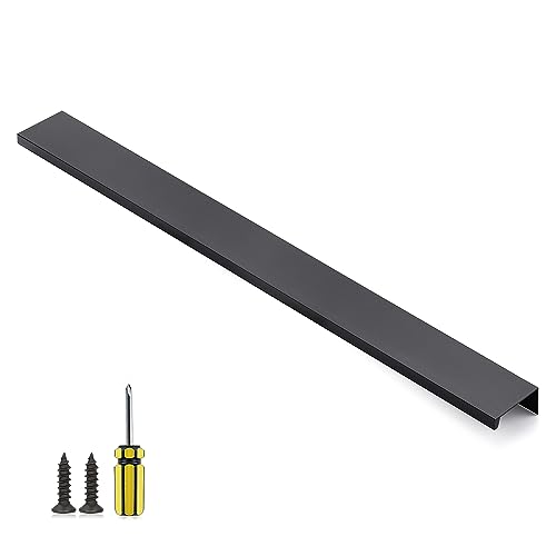 Ravinte 1 Pack Finger Pulls for Cabinets 400mm/15.75" Length Black Pulls - size: 400mm/15.75" Overall Length
