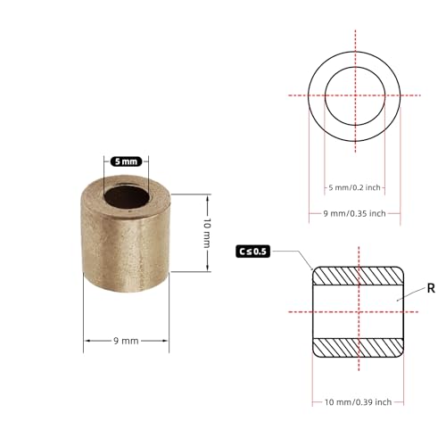 Sintered Bronze Sleeve Bearing Bushing 5mm ID x 9mm OD x 10mm L Oil-Impregnated 10pcs - size: 5*9*10mm
