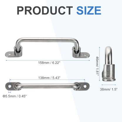 uxcell 2Pcs 304 Stainless Steel Folding Pull Handle (Hole Distance 5") - size: 5 Inch