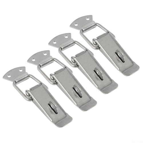 4Pc Latch Catch Iron Cabinet Boxes Handle Toggle Lock Clamp Hasp Heavy Duty Latches,Holding Capacity Pull For Lid Jig Tool Box Case