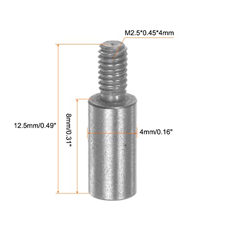 HARFINGTON Flat Contact Points 4mm Dia 8mm Length M2.5 Thread 303 Stainless Steel for Dial Digital Indicator Depth Gauge Thickness Gauge - size: 4mmx8mm