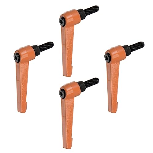 HARFINGTON 4pcs Adjustable Clamping Lever Handles M8 x 20mm Male Thread Bolt Knobs Rotating Screw Locking Quick Release Ratchet Push Button Handle, Orange - size: M8 x 20mm