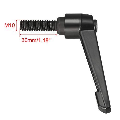 uxcell M10 x 30mm Handle Adjustable Clamping Lever Thread Push Button Ratchet Male Threaded Stud Knobs Locking Rotating Screw Handles Quick Release Bolt Black 4pcs - size: M10 x 30mm