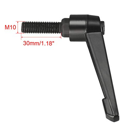 uxcell M10 x 30mm Handle Adjustable Clamping Lever Thread Push Button Ratchet Male Threaded Stud Knobs Locking Rotating Screw Handles Quick Release Bolt Black 3pcs - size: M10x30mm