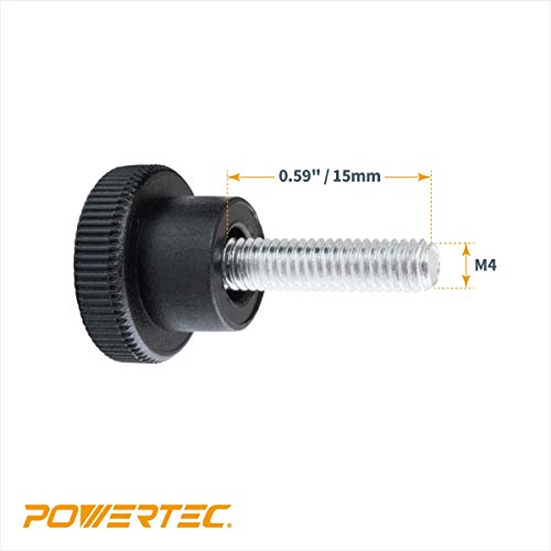 POWERTEC 71610 15mm Screw On Round Knobs, Black, M4 x 15mm Male Thread Knurled Knob for Clamping – 10 Pack - style: M4x15, Round