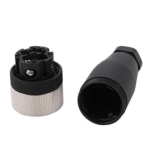 2PCS M12 4 Pin Female Connector A Code Straight Socket Panel Aviation Wire Field Wireable Connector 12mm Industrial Circular Connector,Outdoor Waterproof IP67 for 22AWG 0.34mm² Cable