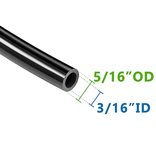 Feelers Pneumatic PU Tubing, 5/16"OD Hose PU Polyurethane Air Hose Tube Line for Air Compressor Water Fluid Transfer Black (9.84 ft) - color: Black, size: 5/16" OD - 9.84ft
