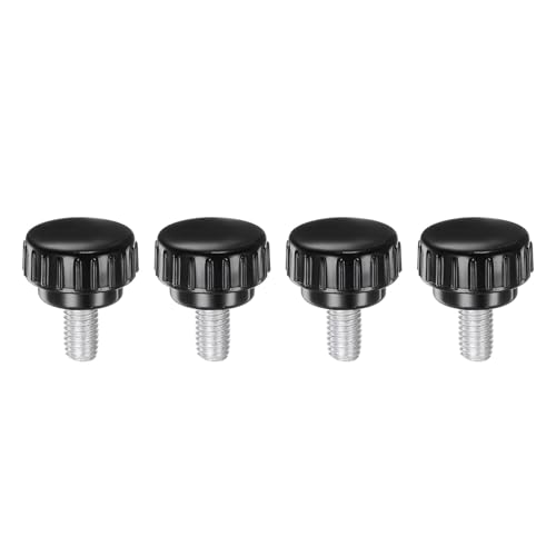 uxcell 4pcs Knurled Clamping Knobs M8 x 12mm Metric Zinc Plated Carbon Steel Male Thread Thumb Screw on Type 30mm Plastic Round Head Threaded Hand Bolt Stud Knobs Black - size: M8 x 12mm x 30mm