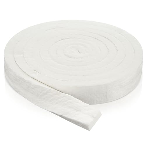 Qilery 2" x 1" x 200'' Fireproof Insert Insulation for Fireplace, Strip Fiber Blanket Rated to 2200f High Temperature Resistance Gasket for Wood Stove Pellet Stove Boiler Kiln Forge Fireplace, DIY - size: 2" X 1" X 200"