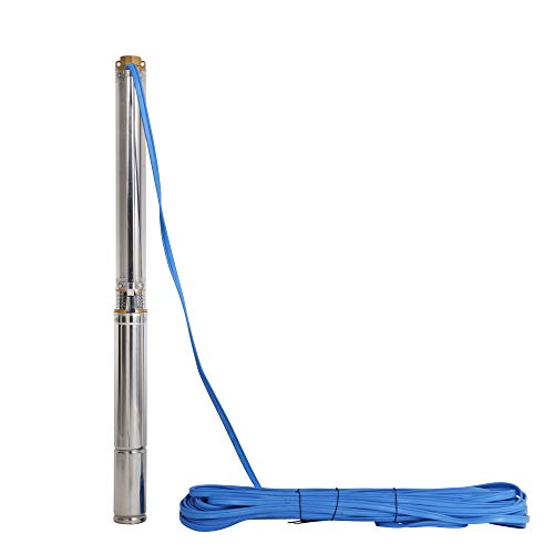 2.5" Tube Stainless Steel Submersible Well Pump 110V 0.5Hp Deep Well Pump 141ft,13GPM 65mm Bore Well Water Pump with Control Box for Home Garden Agricultural Industrial,10m Copper Power Cord - size: 110V/60Hz 0.37KW 0.5HP 1"