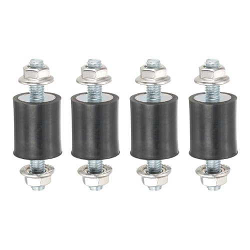 PATIKIL M5 15x10mm Rubber Isolator Mounts, 4 Pcs Rubber Studs Shock Absorber Anti-Vibration Isolation Damping Mounts with Lock Nuts for Motor, Air Compressor, Engines (30mm Height) - size: M5-15x10x30mm