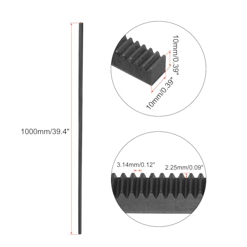 uxcell Steel Gear Rack, 2 Pcs 1Mod 1000mm x 10mm x 10mm Total 6.6 ft Heavy Duty Straight Linear Spur Rack for Machines Automotive - size: 1000mm x 10mm x 10mm