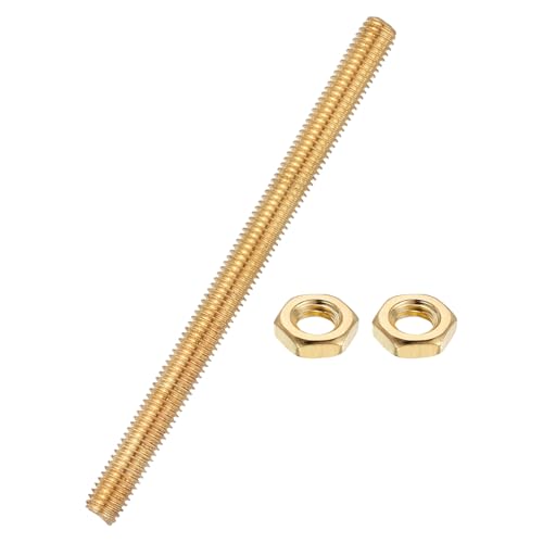 uxcell Brass Fully Threaded Rod, M8x1.25mm Pitch Right Hand Threads Studs with Solid Brass Hex Nuts, 120mm/5 Long Threaded Screw Rods Fasteners for Anchors Bolts Hangers Clamps - size: M8x1.25mmmm120mm