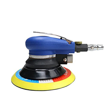 Air Palm Random Orbital Sander, Dual Action Pneumatic Polisher Speed Adjustable Grinding Sanding (Blue, 5 inch) - color: Blue, size: 5 inch