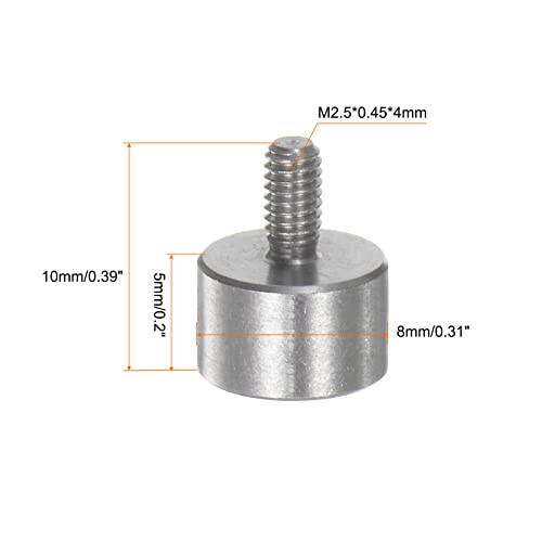 HARFINGTON 2pcs Flat Contact Points 8mm Dia 5mm Length M2.5 Thread 303 Stainless Steel for Dial Digital Indicator Depth Gauge Thickness Gauge - size: 8mmx5mm