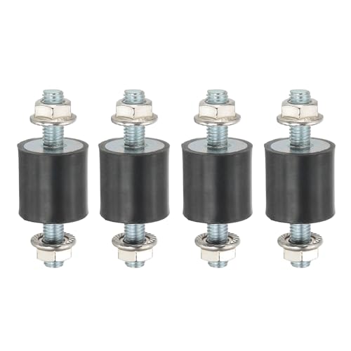 PATIKIL M8 25x20mm Rubber Isolator Mounts, 4 Pcs Rubber Studs Shock Absorber Anti-Vibration Isolation Damping Mounts with Lock Nuts for Motor, Air Compressor, Engines (60mm Height) - size: M8-25x20x60mm