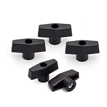 POWERTEC 5 Pack 1/4"-20 T Knobs, Threaded Clamping Knobs for T Track & Table Saw Accessories, Featherboard, Woodworking Jigs on Miter Saw, Router Table, Drill Press (QNB3001) - style: 1/4", T-Knob