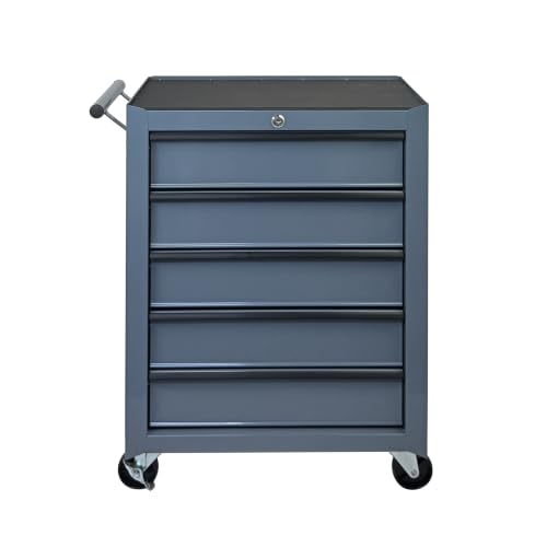 Rolling Metal Tool Chest with 5 Drawers, 20" 5-Drawer Tool Chest Cabinet with Ball Bearing Drawer Slides, Steel Tool Storage Box Organizer-Grey - color: Gray-5