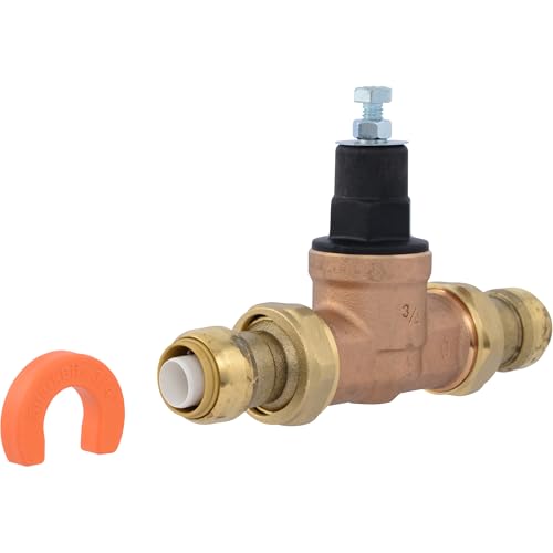 Cash Acme EB45 Pressure Regulating Valve with Disconnect Clip, Double Union, 3/4 Inch Push to Connect, Poly Top, 60 PSI, Compatible with SharkBite, PVA16P-DUSB-60 - size: 3/4 in.