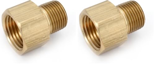 Anderson Metals 28199 Brass Extender Adapter, 1/4?Inch Female NPTF x 1/2?Inch Male NPTF, Brass Pipe Fitting Adapter for Hydraulic, Pneumatic & General Fluid Systems (Pack of 2) - size: 1/4" NPT Male x 1/2" NPT Female (Pack of 2)