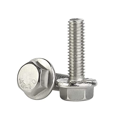 M6 x 35mm Flanged Hex Head Bolts Flange Hexagon Screws, Stainless Steel A2, DIN 6921, 20 PCS - size: M6-1.0 x 35mm