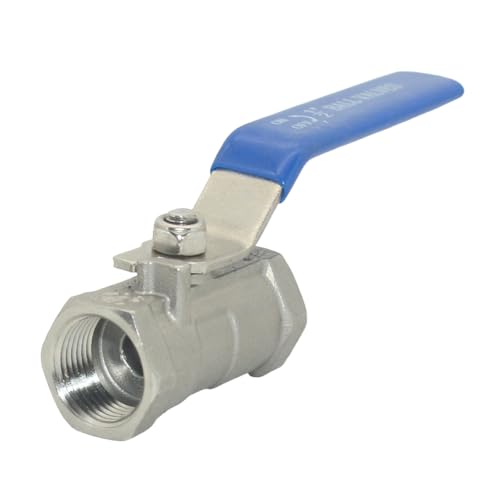 VARMHUS 1/2" Stainless Steel 304 Ball Valve 1Pc Type NPT Female Threaded with Heavy Duty Blue Vinyl Insulation Handle,CF8M Ristricted Flow,1000 WOG (1/2") - size: 1 Piece 1/2 inch