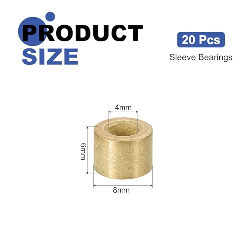 uxcell 20Pcs Sleeve Bearings, 4mm Bore x 8mm OD x 6mm Length, Self-Lubricating Sintered Bronze Bushings - size: 4mm Bore x 8mm OD x 6mm Length
