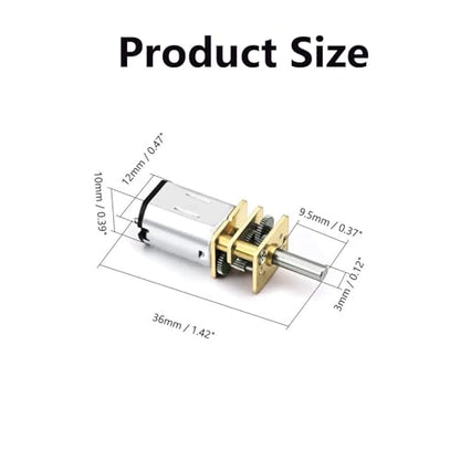N20 Gear Motor High Torque Speed Reduction Motor 3mm Shaft Mini DC Motor Metal Gearwheel Micro Electric Motor for Robot Models, RC Cars, DIY Engine Toys (12V 3000RPM) - size: 12V 3000RPM